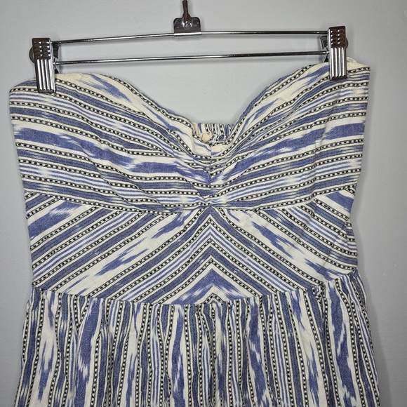 Roxy Blue and White Textured Striped Strapless Dress, Size Large, Y2K - Picture 3 of 7